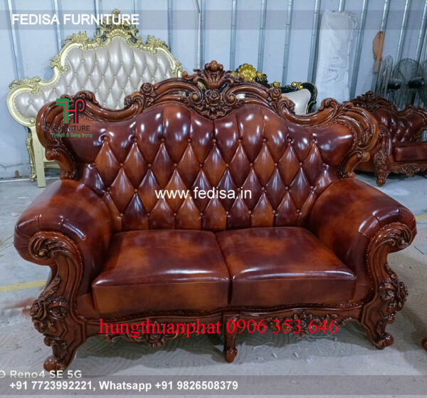 Wooden Sofa Set Wooden Leather Couch Recliner Set No-6020 Simple Wooden Sofa Set