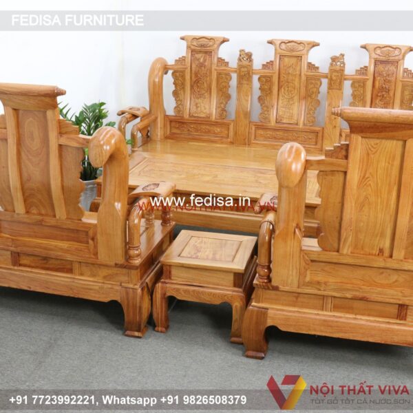 Wooden Sofa Set Wooden Dark Blue Living Room Set No-6414 97 Seater Wooden Sofa Set