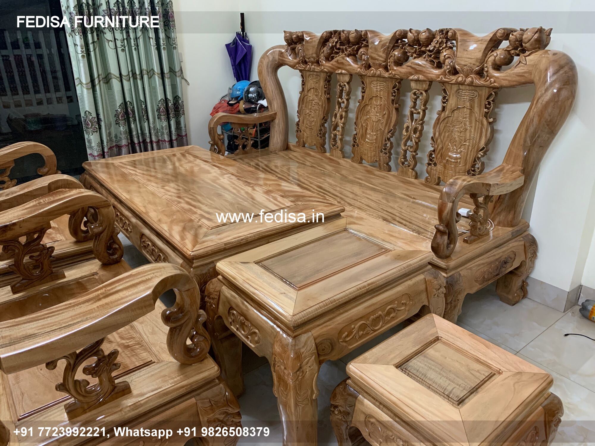 Wooden Sofa Set Wooden L Shaped Lounge No-6511 Wooden Sofa Set