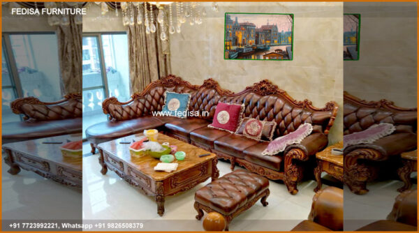 Wooden Sofa Set Wooden Kather Sofa No-7064 Wooden Royal Sofa Set