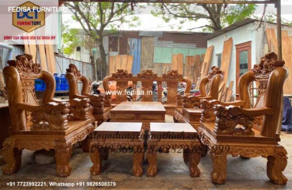 Wooden Sofa Set Wooden L Seater Couch No-7198 Antique Wooden Sofa Set