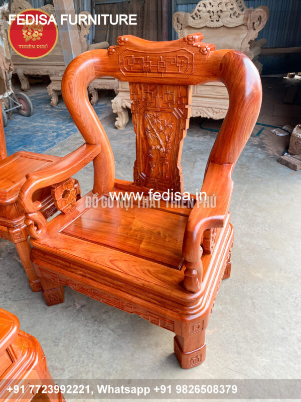 Wooden Sofa Set Wooden L Shaped Leather Couch No-7843 Wooden Sofa 5 Seater