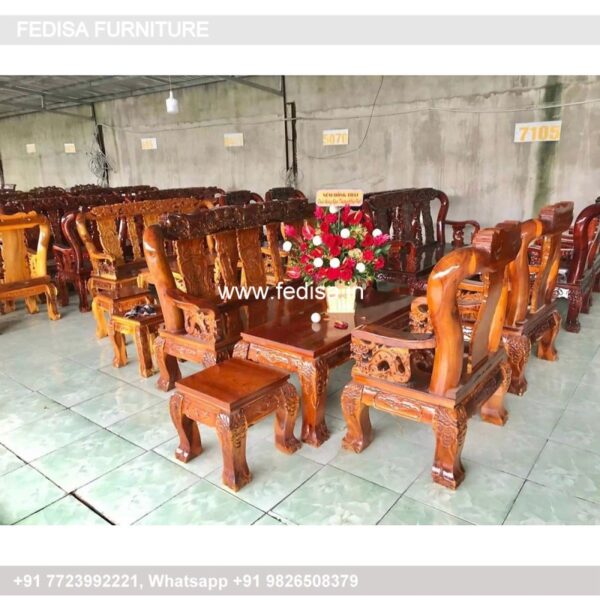Wooden Sofa Set Wooden Golden Sofa Set No-8146 51 Seater Wooden Sofa Set