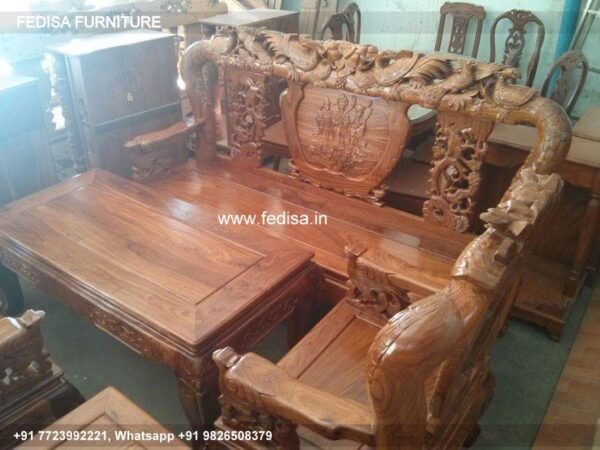 Wooden Sofa Set Wooden L Shaped Settee No-8207 Wooden Sofa Set For Living Room