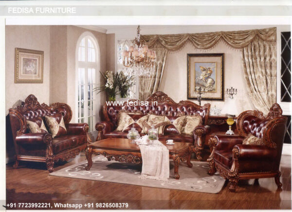 Wooden Sofa Set Wooden Leather Living Room Furniture Sets No-8208 Simple Wooden Sofa Set