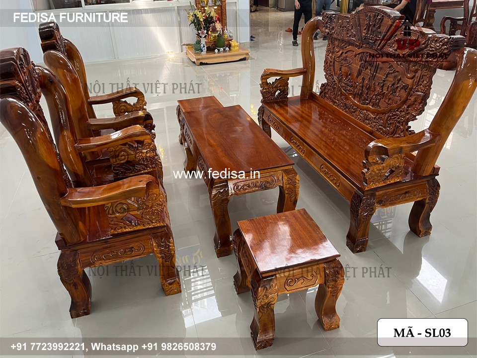 Wooden Sofa Set Wooden Blue Leather Living Room Set No-8433 Wooden Sofa Set Price Below 20016