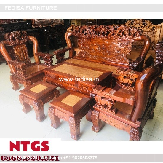 Wooden Sofa Set Wooden Chocolate Living Room Set No-8495 Cushion For Wooden Sofa Set