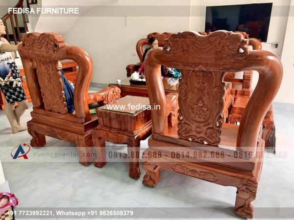 Wooden Sofa Set Wooden Navy Blue L Shaped Couch No-8663 Simple Wooden Sofa Set