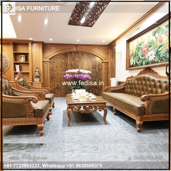 Wooden Sofa Set Wooden Durian L Shape Sofa No-8731 87 Seater Wooden Sofa Set