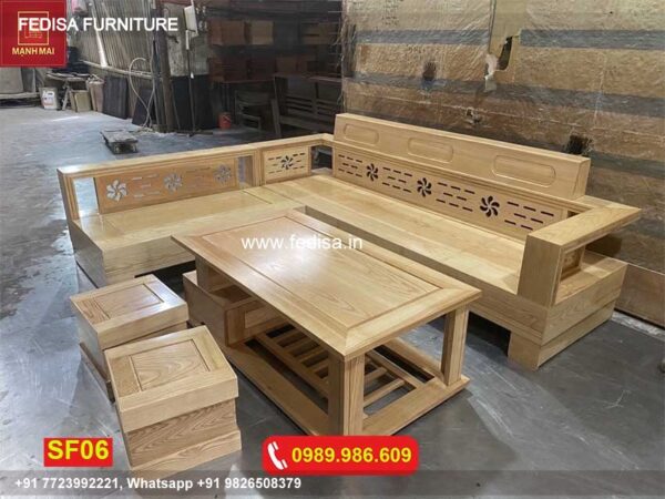 Wooden Sofa Set Wooden Leather Couch Set No-9096 Wooden Settee