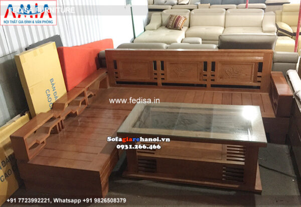 Wooden Sofa Set Wooden L Shaped Sectional Couch No-9106 Wooden Sofa Set For Living Room