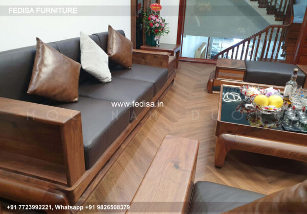 Wooden Sofa Set Wooden 10 Seater L Shape Sofa No-9300 Wooden Corner Sofa Set