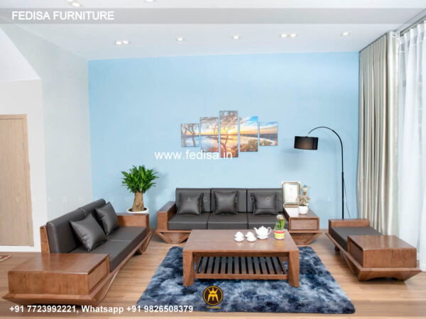 Wooden Sofa Set Wooden Modern L Shaped Couch No-9375 Wooden Carved Sofa Set