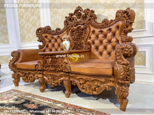 Wooden Sofa Set Wooden Red Leather Living Room Set No-9475 19 Seater Wooden Sofa Set