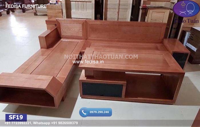 Wooden Sofa Set Wooden Brown L Shape Sofa No-9546 Wooden Corner Sofa