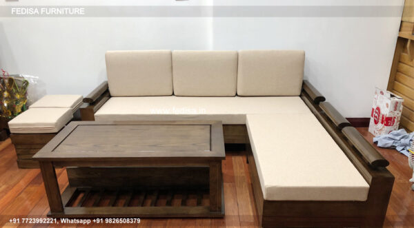 Wooden Sofa Set Wooden Long L Shape Sofa No-9593 Wooden Frame Sofa Set