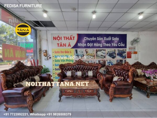 Wooden Sofa Set Wooden Blue Leather Living Room Set No-9722 Wooden Sofa Set Price Below 20017