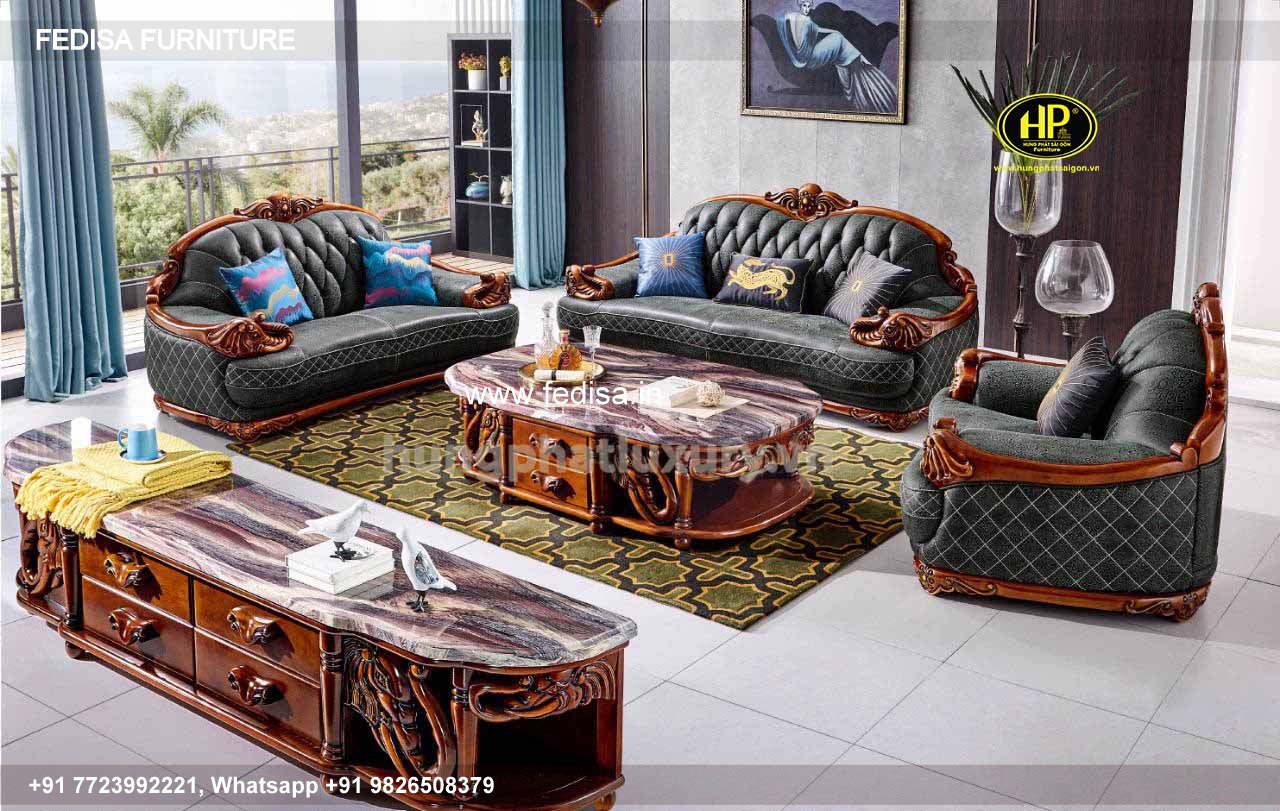 Wooden Sofa Set Wooden Set Of Sofa No-9837 Wooden Royal Sofa Set