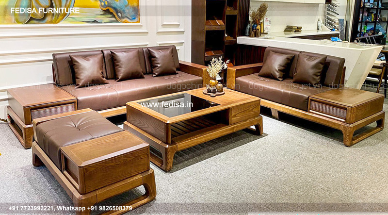 Wooden Sofa Set Wooden Beige Leather Living Room Set No-9908 Latest Wooden Sofa