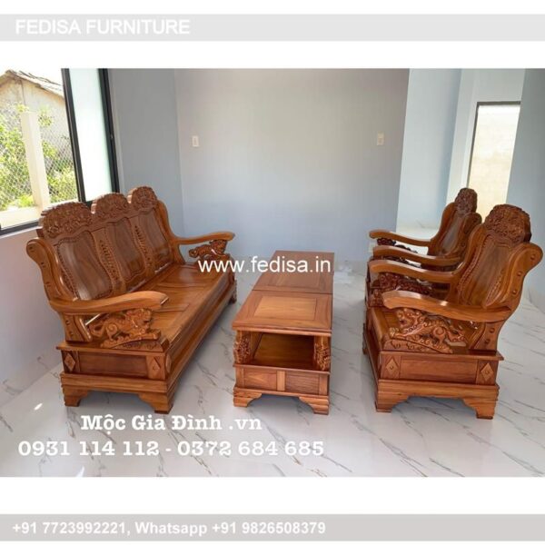 Wooden Sofa Set Wooden Studded Sofa Set No-10133 Wooden Sofa Set Online