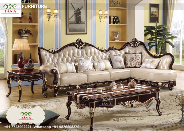 Wooden Sofa Set Wooden L Shape Sofa With Couch No-10220 Wooden Carved Sofa Set