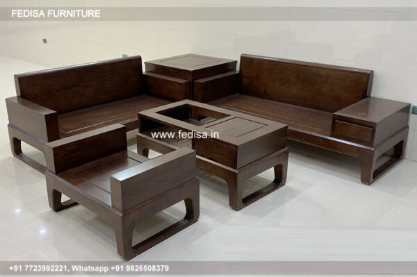 Wooden Sofa Set Wooden Velvet Living Room Set No-10514 L Shape Wooden Sofa
