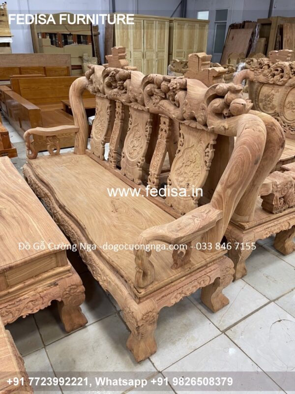 Wooden Sofa Set Wooden L Shaped Settee No-10785 Wooden Sofa Set For Living Room