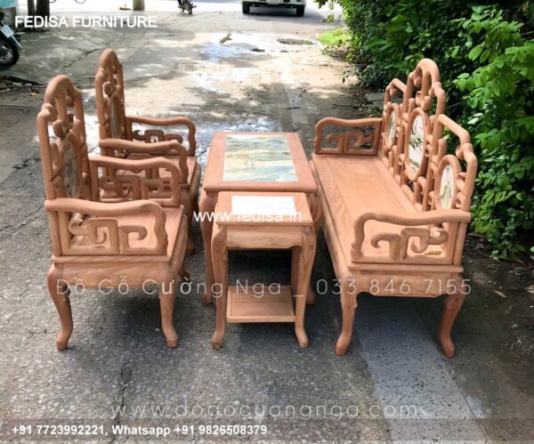 Wooden Sofa Set Wooden White Sofa Set Living Room No-10920 73 Seater Wooden Sofa Set