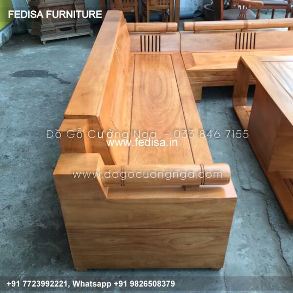 Wooden Sofa Set Wooden Left L Shaped Couch No-11055 Wooden Street Sofa Set