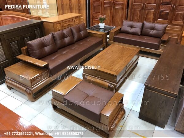 Wooden Sofa Set Wooden Brown Leather Sofa Set No-11839 Royal Wooden Sofa Set