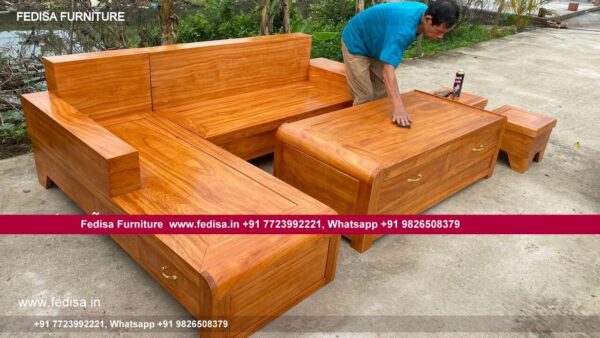 Wooden Sofa Set Wooden Fabric L Shape Sofa No-12131 Wooden Setty