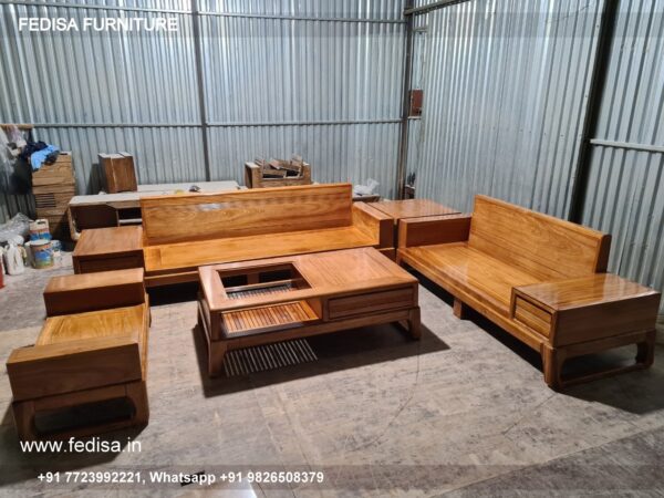 Wooden Sofa Set Wooden L Shape Small Sofa No-12197 Damro Wooden Sofa Set