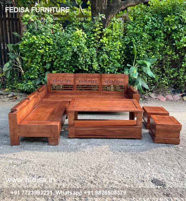 Wooden Sofa Set Wooden L Side Sofa No-12693 Royal Oak Wooden Sofa Set