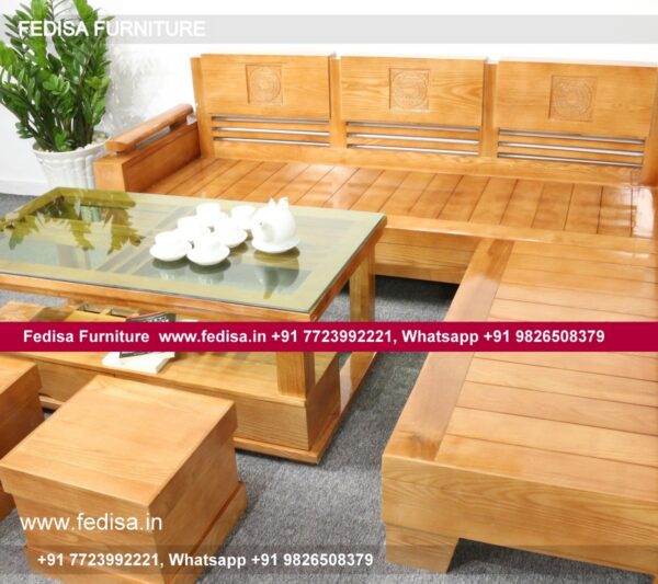 Wooden Sofa Set Wooden L Shaped Velvet Couch No-12853 Wooden Corner Sofa Set