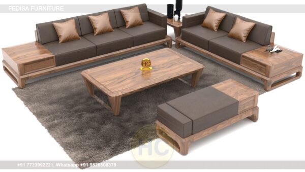 Wooden Sofa Set Wooden White Leather Sofa Set No-13034 Corner Sofa Set Wooden