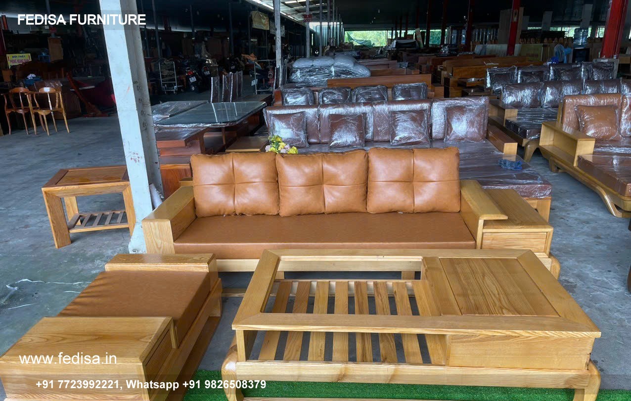 Wooden Sofa Set Wooden L Shaped Chesterfield Sofa No-13232 Wooden Corner Sofa Set