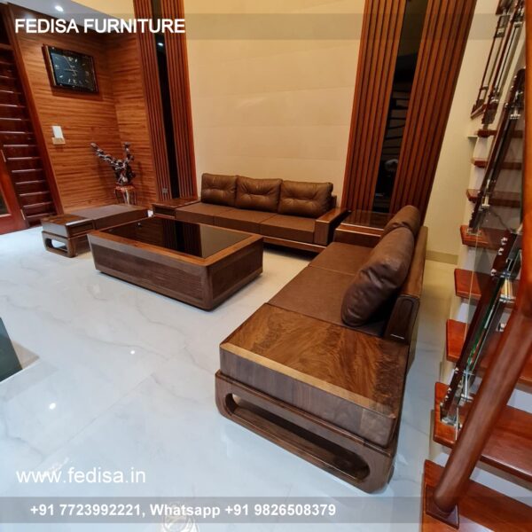 Wooden Sofa Set Wooden Brown Leather Couch Set No-13254 Wooden Sofa Set Below 5015