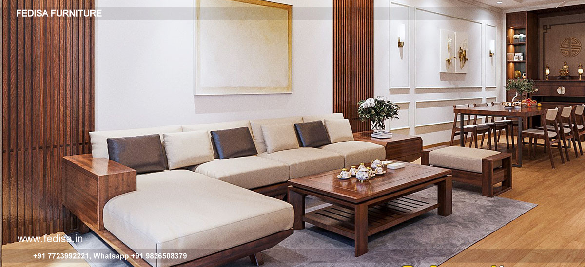 Wooden Sofa Set Wooden Brown L Shape Sofa No-13413 Wooden Corner Sofa