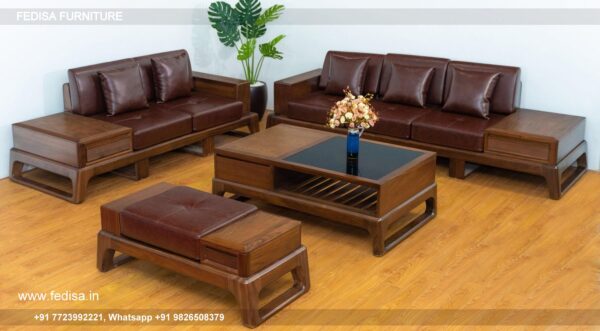 Wooden Sofa Set Wooden Fabric L Shape Sofa No-13420 Wooden Setty