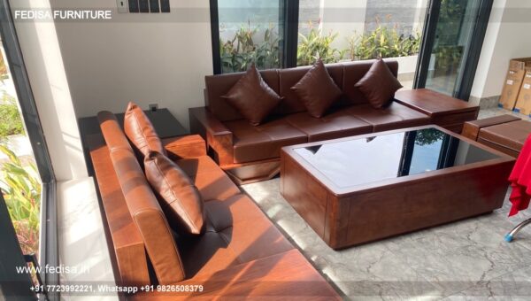 Wooden Sofa Set Wooden L Shaped Couch Recliner No-13544 23 Seater Wooden Sofa