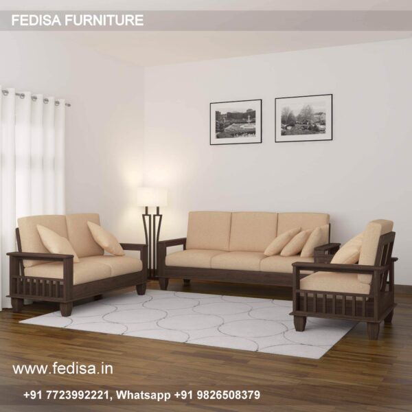 Wooden Sofa Set Wooden Sofa Set Brown Color No-13777 Godrej Wooden Sofa