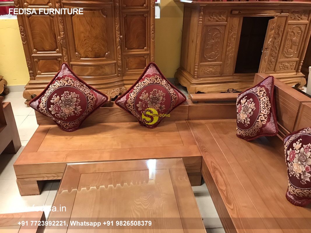 Wooden Sofa Set Wooden 15 Seater Sofa L Shape No-13884 Simple Wooden Sofa Set