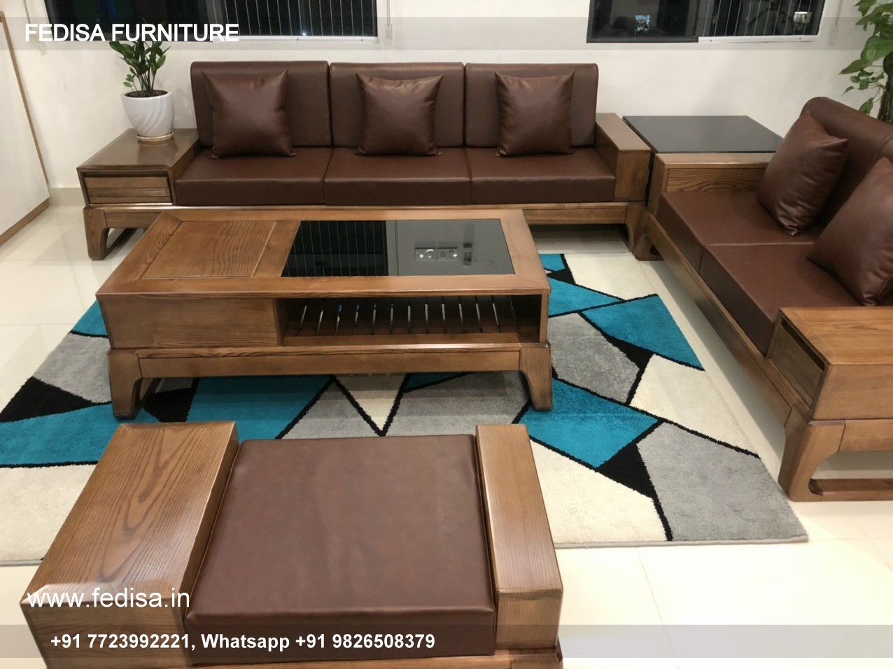 Wooden Sofa Set Wooden L Shaped Sofa Recliner No-13901 Best Wooden Sofa