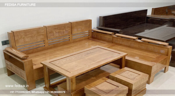 Wooden Sofa Set Wooden Leather L Shape Sofa Set No-13911 Cushion For Wooden Sofa Set