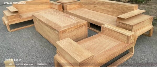 Wooden Sofa Set Wooden L Shape Sofa 4 Seater No-14049 Black Wooden Sofa Set