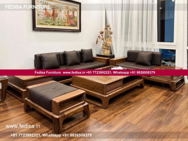 Wooden Sofa Set Wooden Leather Couch Set No-14252 Wooden Settee