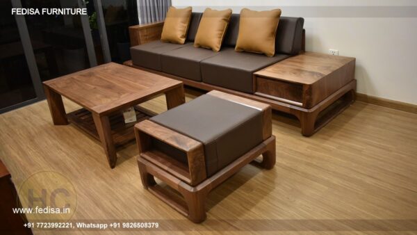 Wooden Sofa Set Wooden Black Leather Couch Set No-14366 Second Hand Wooden Sofa