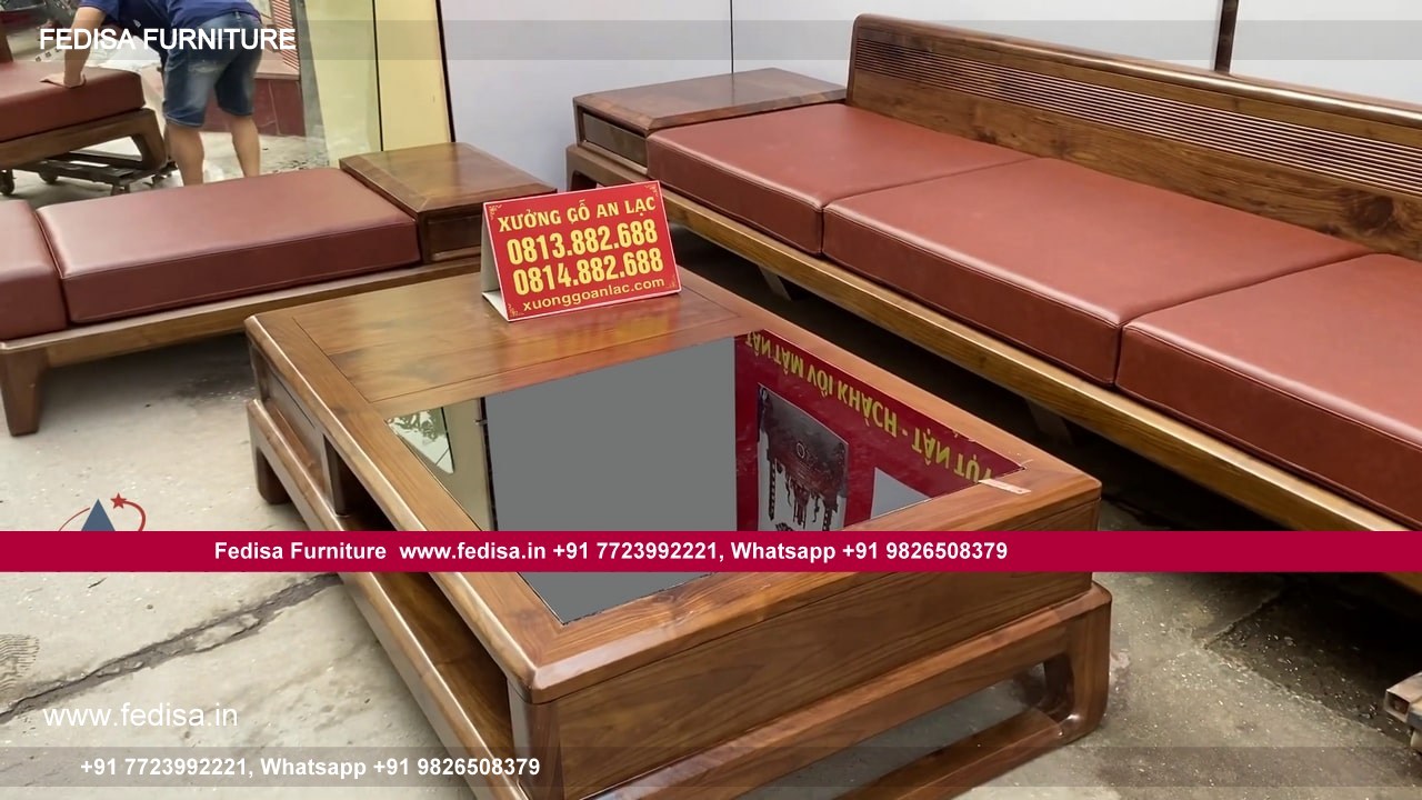 Wooden Sofa Set Wooden Blue L Shaped Sofa No-14458 Simple Wooden Sofa Set