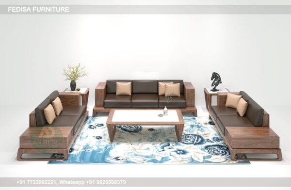Wooden Sofa Set Wooden Leather Sofa Set 7 Seater No-14561 Second Hand Wooden Sofa