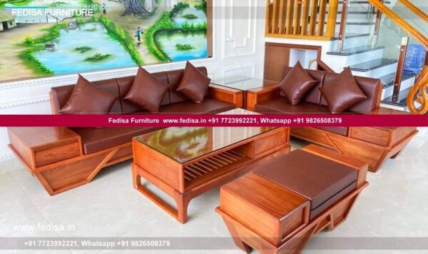 Wooden Sofa Set Wooden Brown L Shape Sofa No-14702 Wooden Corner Sofa